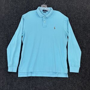 Polo Ralph Lauren Polo Shirt Men's Large Light Blue Pima Soft Touch Long Sleeve